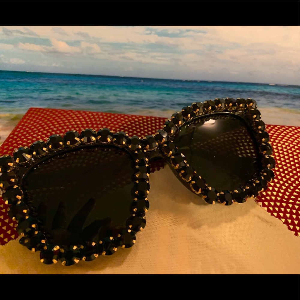 GOLD AND BLACK RHINESTONE SHADES